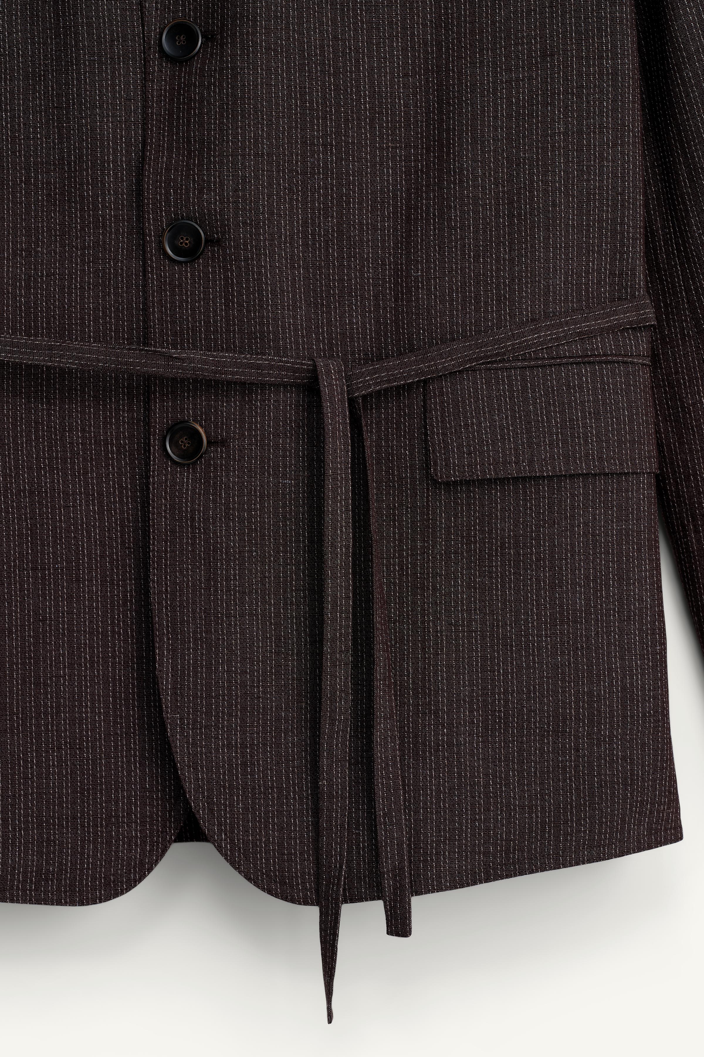 STRIPED VISCOSE - LINEN SUIT JACKET